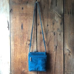 Vintage Lord & Taylor Blue Suede Crossbody Bag